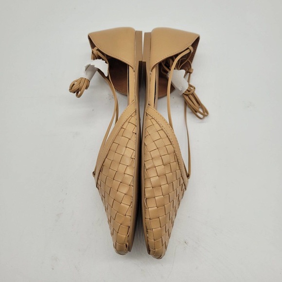 New Madewell The Celina Lace-Up Flat in Woven Leather Ballet Flats Size 9 tan - Picture 4 of 9